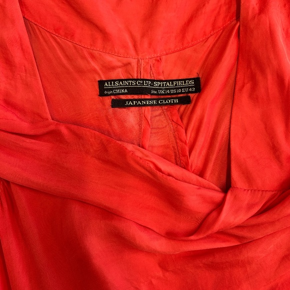 All Saints - Poppy Red asymmetrical draped tunic. - Picture 4 of 5